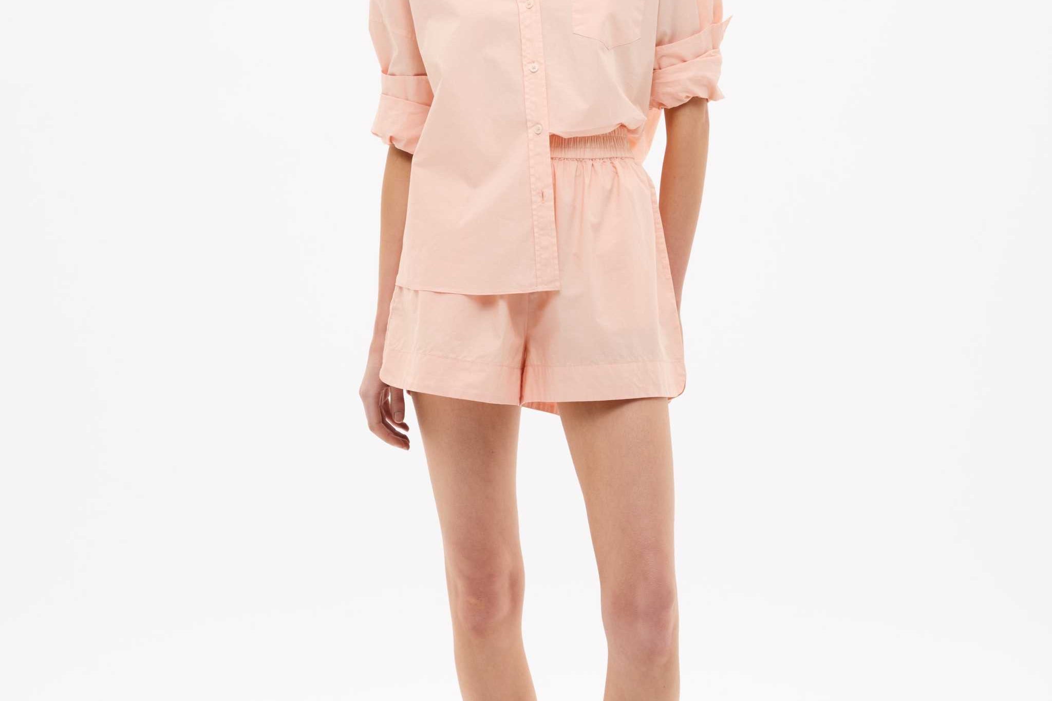 Chiara Long Sleeve Cotton Shirt in Spanish Villa with custom yarn-dyed stripes and relaxed fit