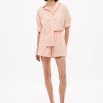 Chiara Long Sleeve Cotton Shirt in Spanish Villa with custom yarn-dyed stripes and relaxed fit