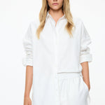 Oversized Classic White Shirt in crisp white cotton with long sleeves and structured fit