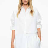 Oversized Classic White Shirt in crisp white cotton with long sleeves and structured fit