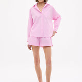 Women's cotton shorts in rose glow with elastic waistband and side pockets