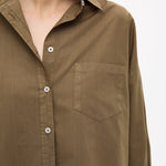 Dark olive Classic Long Sleeve Shirt with chest pocket and relaxed fit made from 100% cotton