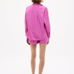 Fuchsia Chiara Cotton Long Sleeve Shirt with custom yarn-dyed stripe and relaxed fit