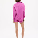 Fuchsia Chiara Cotton Long Sleeve Shirt with custom stripes and relaxed fit