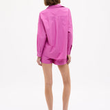 Fuchsia Chiara Cotton Long Sleeve Shirt with custom stripes and relaxed fit