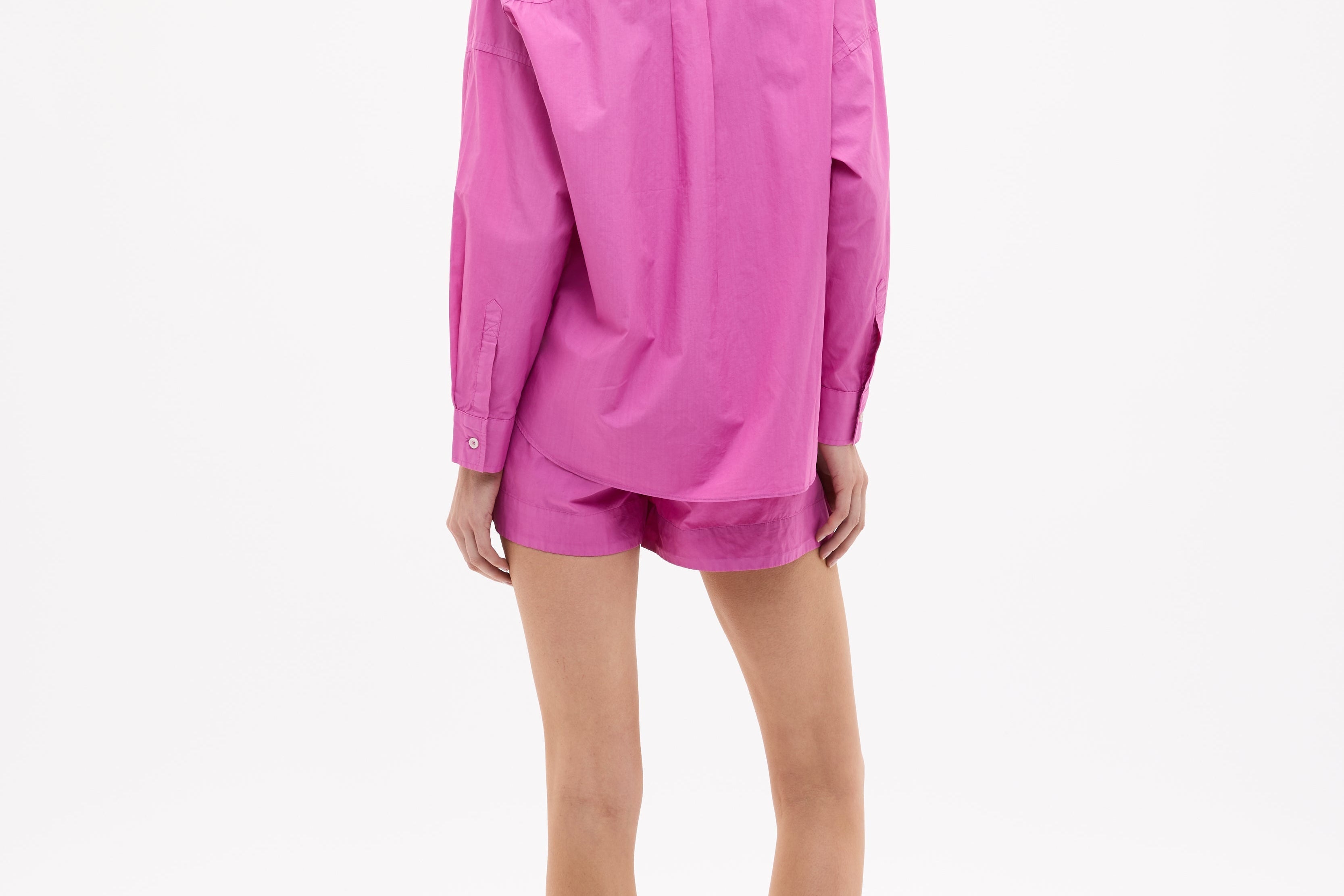 Fuchsia Chiara Cotton Long Sleeve Shirt with custom stripes and relaxed fit
