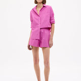 Fuchsia Chiara Cotton Long Sleeve Shirt with custom stripe and chest pocket