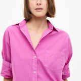 Fuchsia Chiara Cotton Long Sleeve Shirt with relaxed fit and chest pocket
