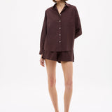 Chiara Cotton Shorts in chocolate with elasticated waistband and side pockets