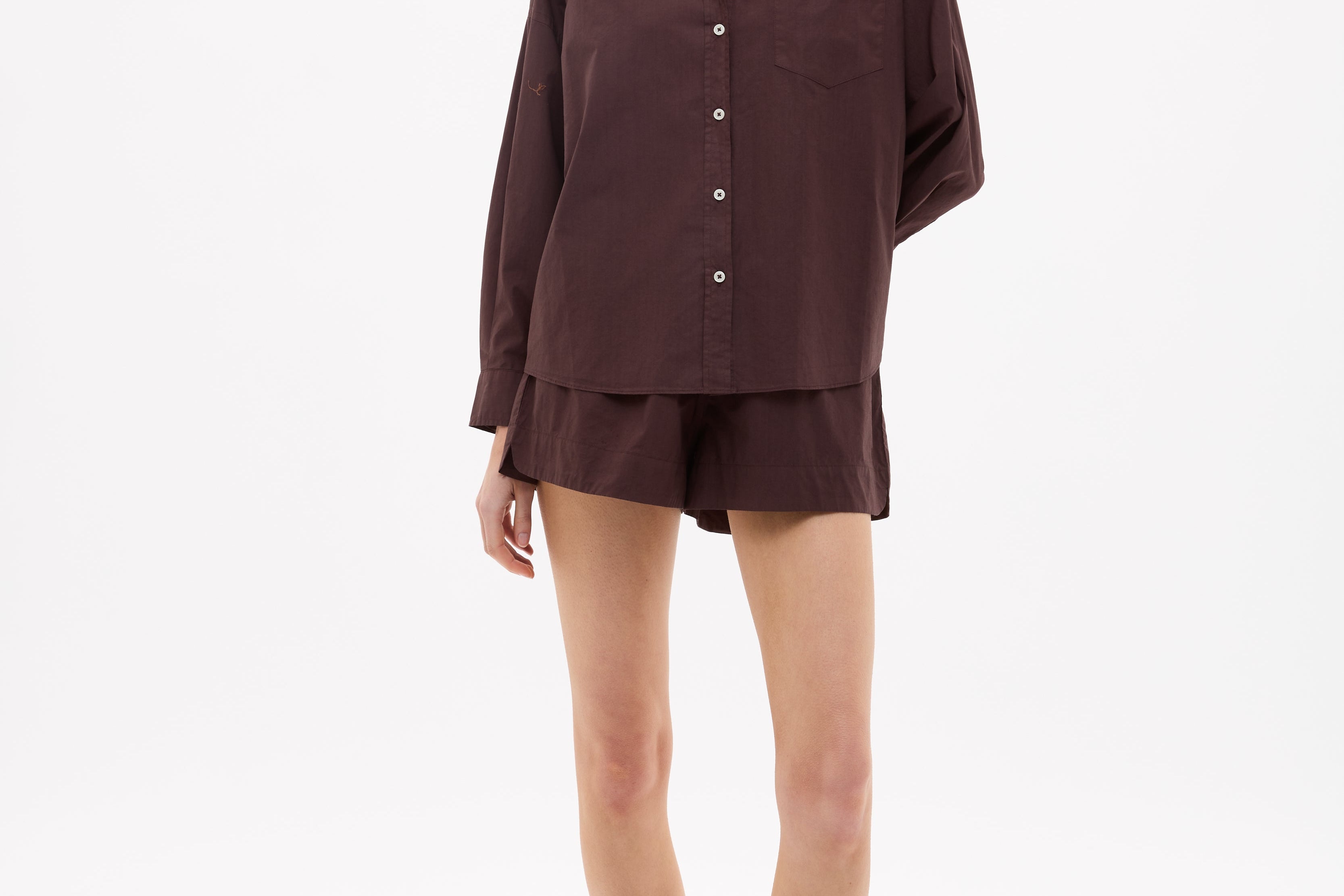 Chiara Cotton Shorts in chocolate with elasticated waistband and side pockets