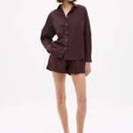 Chiara Cotton Shorts in chocolate brown with elasticated waist and side pockets