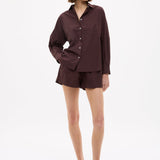 Chiara Cotton Shorts in chocolate brown with elasticated waist and side pockets
