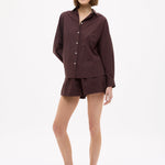 Chiara Cotton Shorts in chocolate with elastic waistband and side pockets