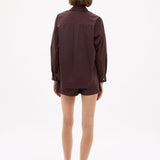 Chiara Cotton Shorts in chocolate brown with elastic waist and relaxed fit