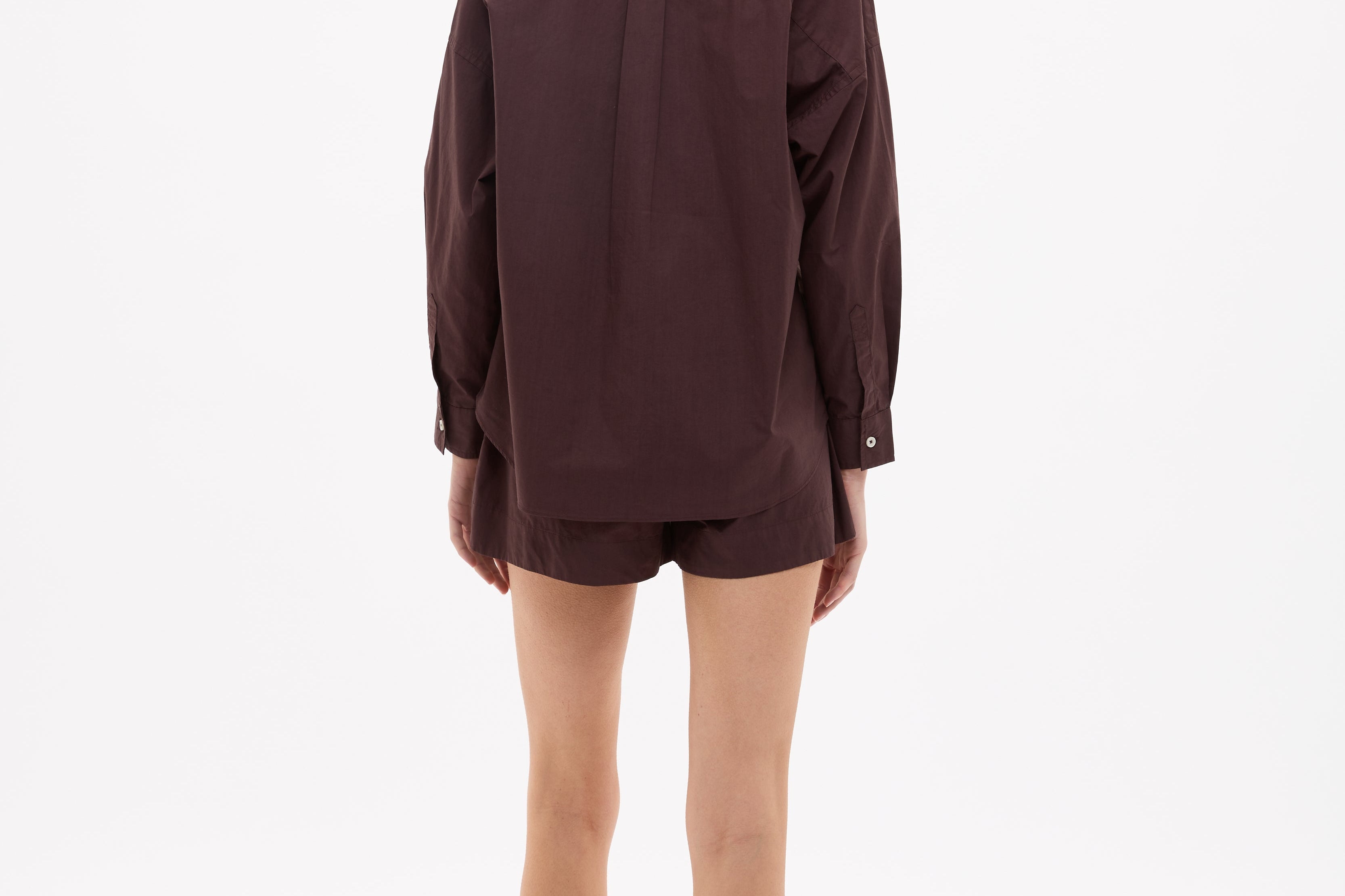 Chiara Cotton Shorts in chocolate brown with elastic waist and relaxed fit