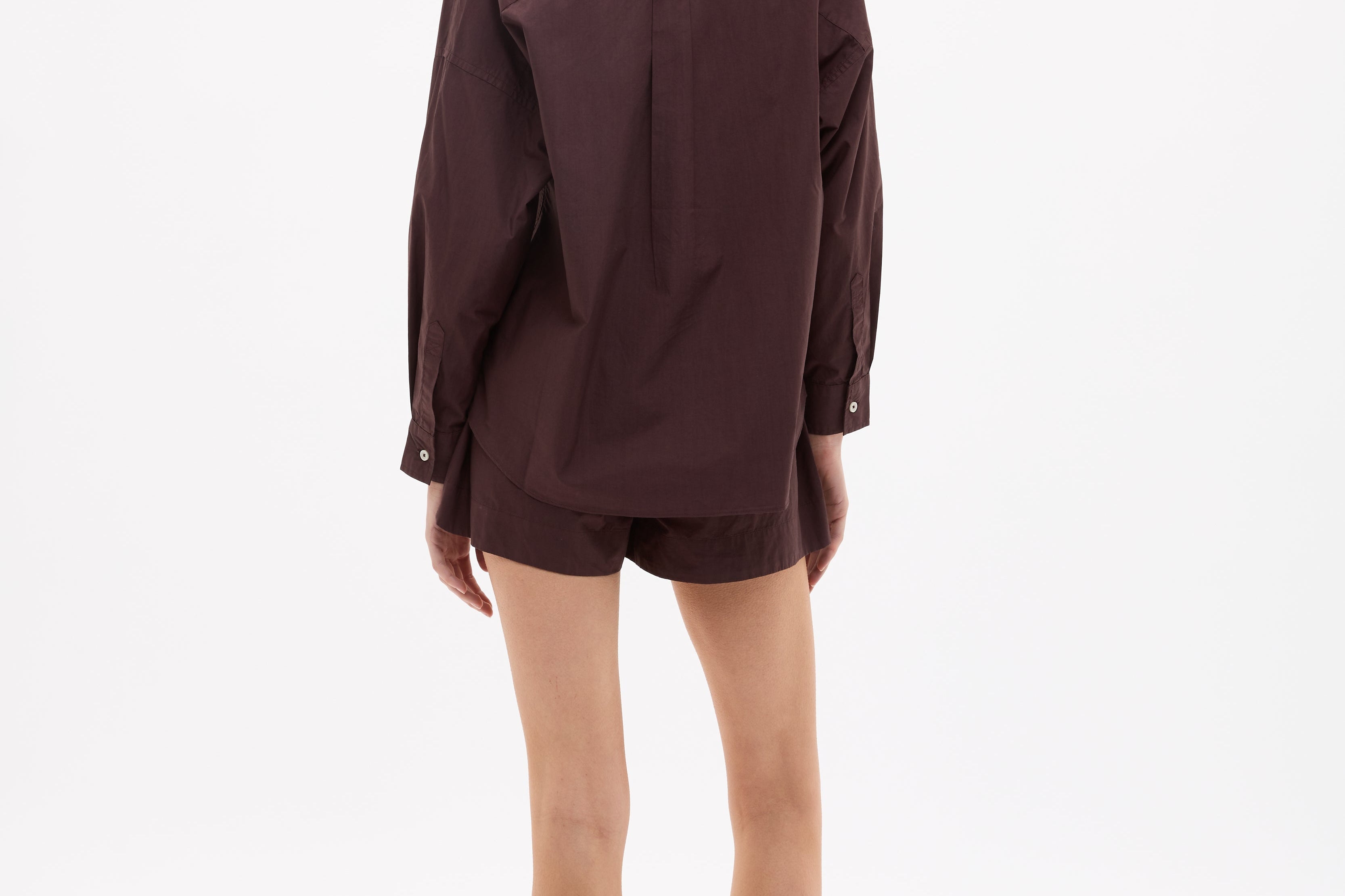Chiara Cotton Shorts in chocolate with elastic waistband and side pockets