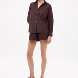 Chiara Cotton Shorts in chocolate with elasticated waistband and side pockets