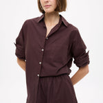 Chiara Cotton Shorts in chocolate brown with elastic waistband and side pockets