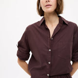 Chiara Cotton Shorts in chocolate brown with elastic waistband and side pockets