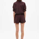 Chiara Cotton Shorts in chocolate with elastic waistband and side pockets
