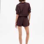 Chiara Cotton Shorts in chocolate brown with elastic waist and side pockets