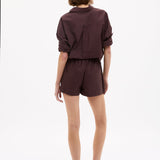 Chiara Cotton Shorts in chocolate brown with elastic waist and side pockets