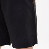 Black Chiara mid length cotton shorts with elastic waistband and side pockets
