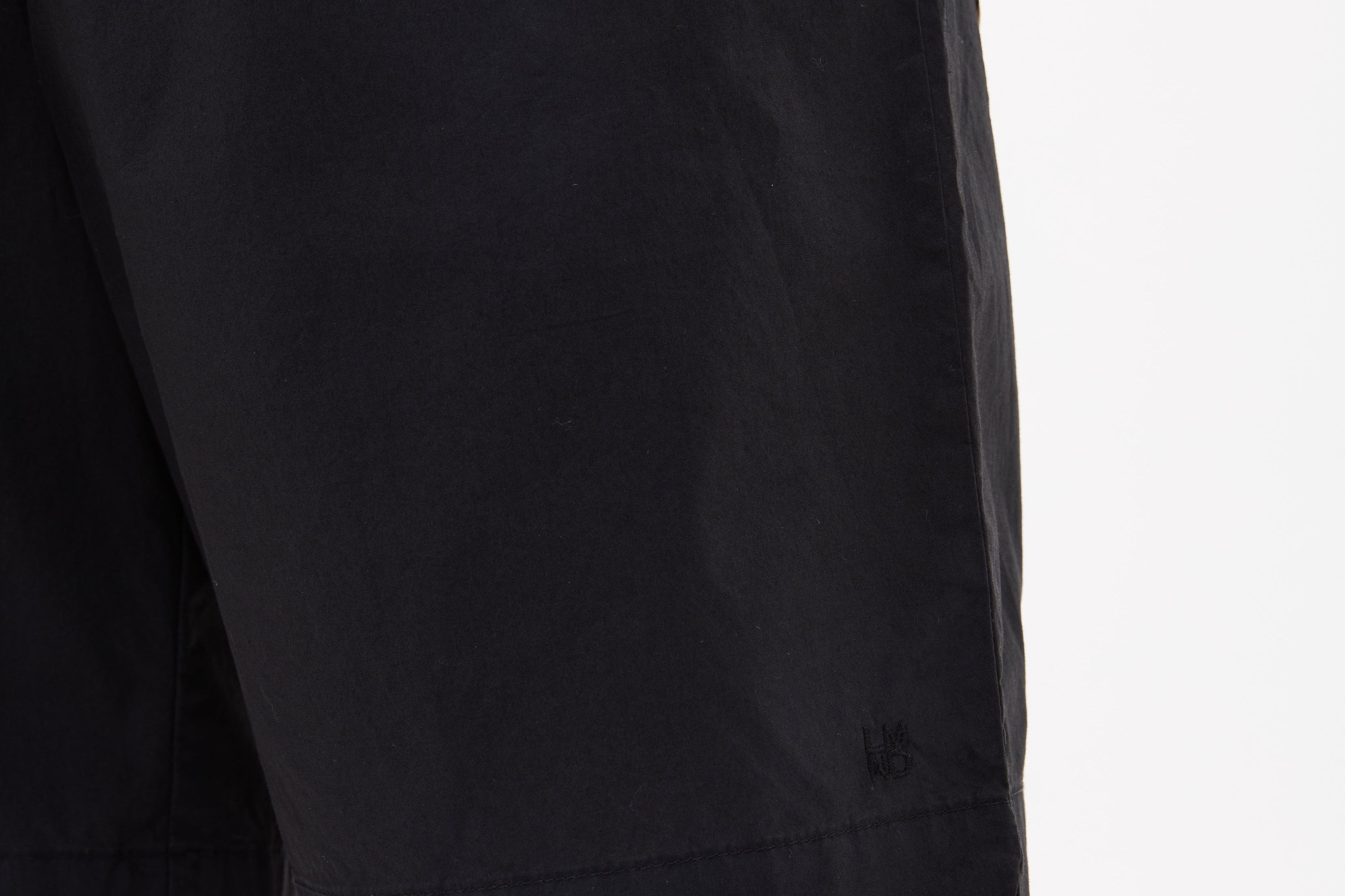 Black Chiara mid length cotton shorts with elastic waistband and side pockets