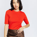 Short Sleeve Ribbed Top - Granedine