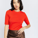 Short Sleeve Ribbed Top - Granedine