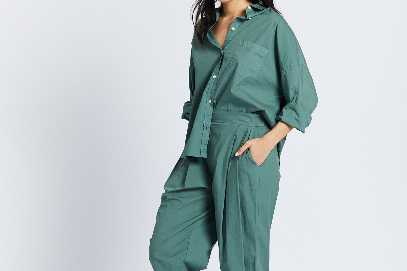 The Chiara Soft Pants - Smoke Pine - Apparel