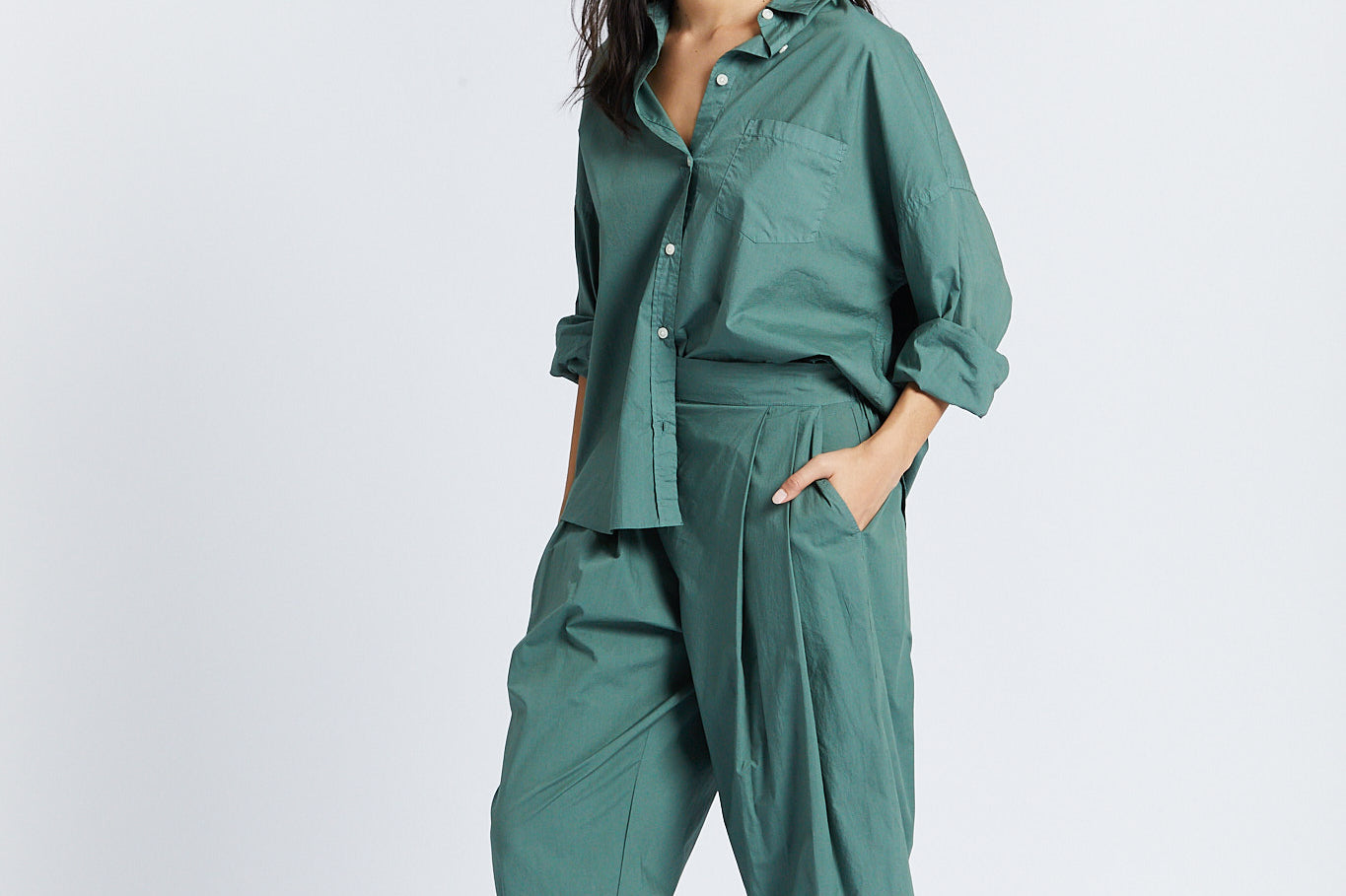 The Chiara Soft Pants - Smoke Pine - Apparel