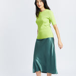 Short Sleeve Ribbed Top - Green Glow