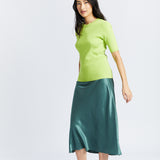 Short Sleeve Ribbed Top - Green Glow