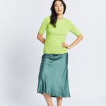 Short Sleeve Ribbed Top - Green Glow