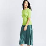 Short Sleeve Ribbed Top - Green Glow