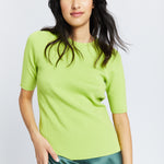 Short Sleeve Ribbed Top - Green Glow