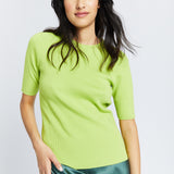 Short Sleeve Ribbed Top - Green Glow