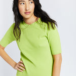 Short Sleeve Ribbed Top - Green Glow