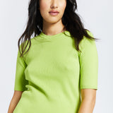 Short Sleeve Ribbed Top - Green Glow