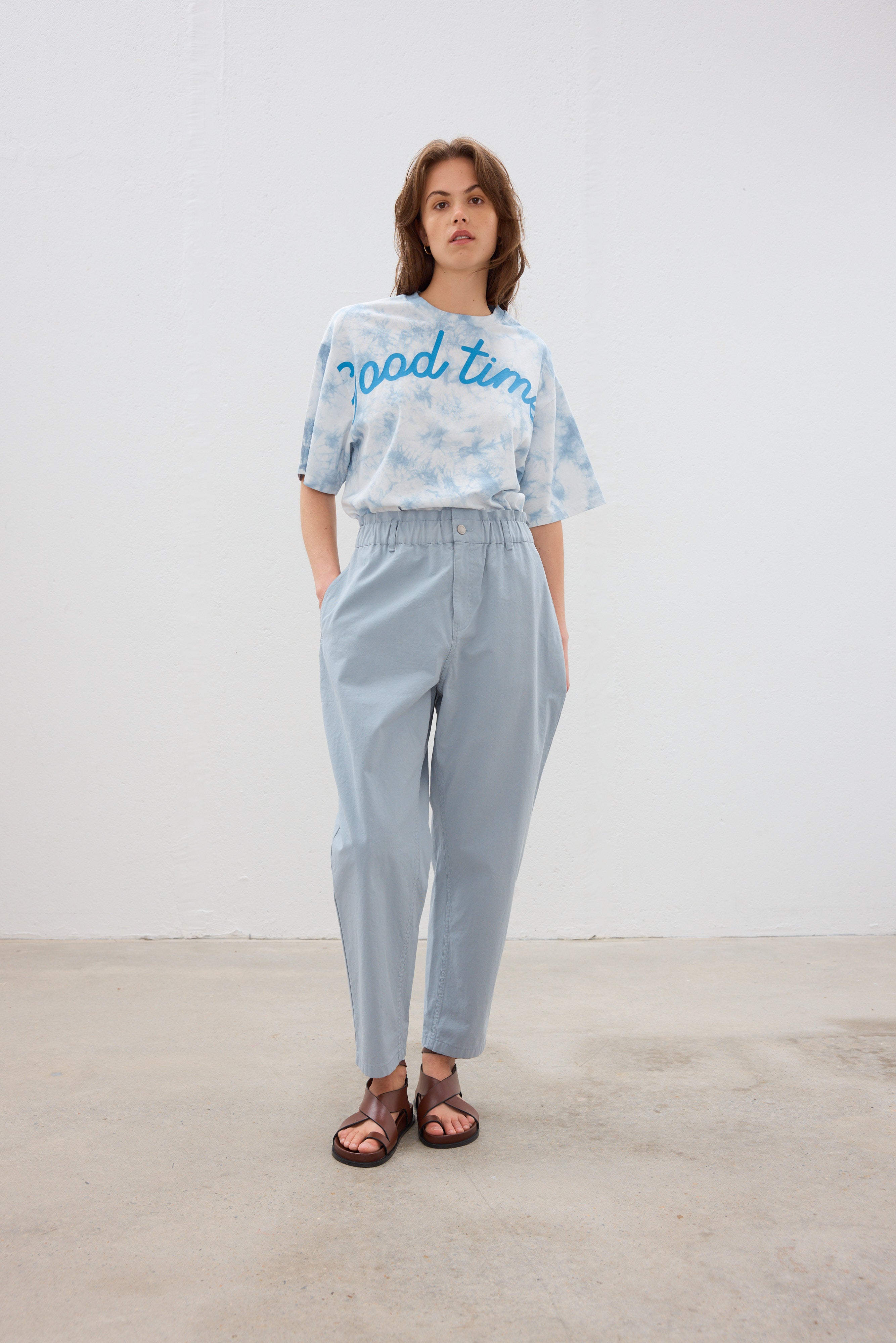 Baby blue clearance paper bag trousers