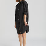 The Chiara Shirt Dress - Black - Apparel