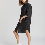The Chiara Shirt Dress - Black - Apparel