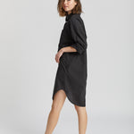 The Chiara Shirt Dress - Black - Apparel